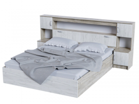Кровать с прикроватным блоком 1600 Басса КР-552 дуб крафт серый-дуб крафт белый