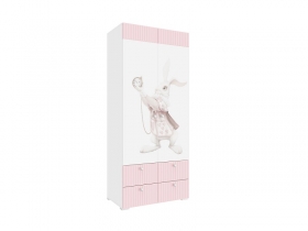 Шкаф комбинированный с 4 ящиками Алиса ПМ-332.22 исп.3 белый-МДФ розовый с фотопечатью