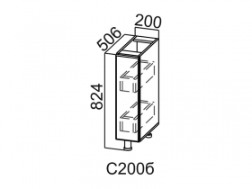 Стол-рабочий 200 бутылочница С200Б Вектор 200х824х506