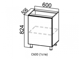 Стол-рабочий 600 с одной створкой С600 1 ств. Вектор СВ 600х824х506